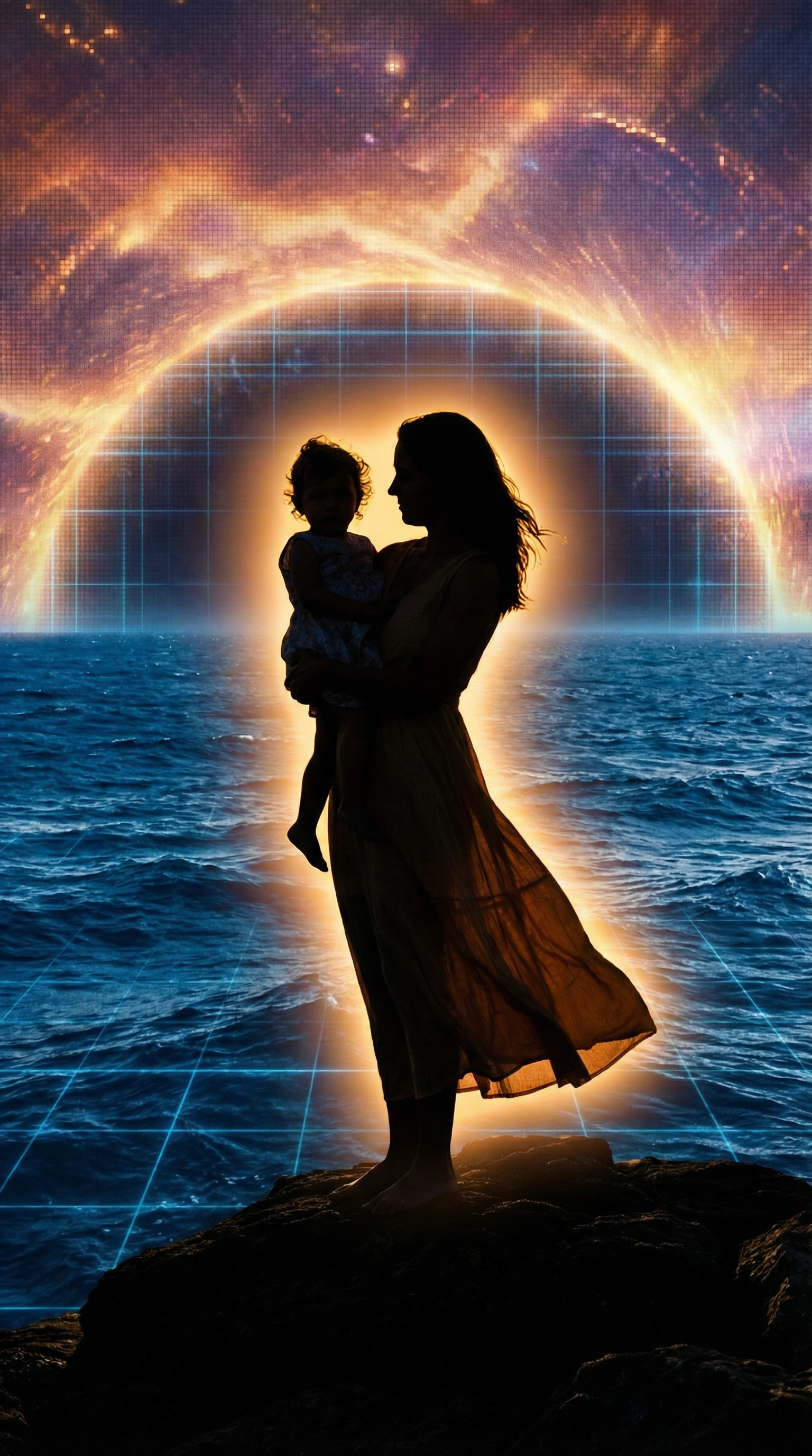 Mother and child silhouette